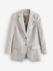 Grey Linen Single Breasted Blazer - Image 6 of 7