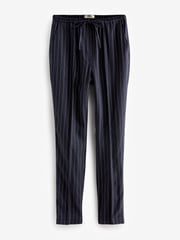 Navy Linen Striped Tapered Trousers - Image 5 of 6