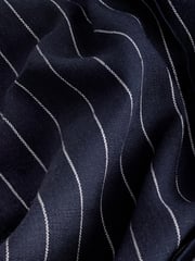 Navy Linen Striped Tapered Trousers - Image 6 of 6