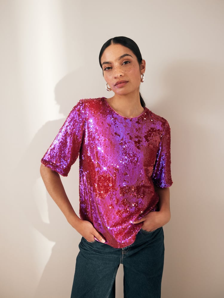 Pink Sequin T-Shirt - Image 1 of 6