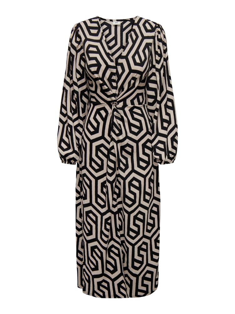JDY Black Abstract Print V-Neck Midi Dress - Image 6 of 6