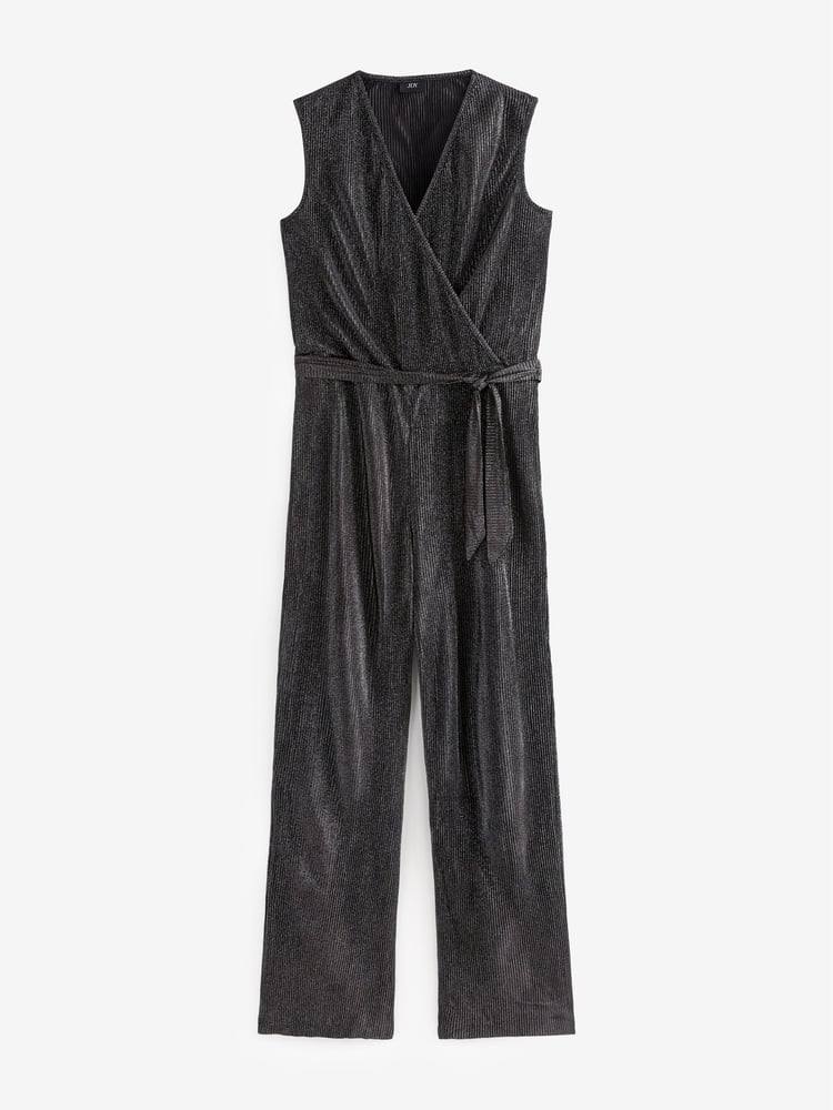 JDY Black Plisse Wide Leg Party Jumpsuit - Image 5 of 5