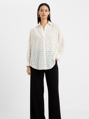 French Connection Cream Geo Burnout Popover Shirt - Image 3 of 4