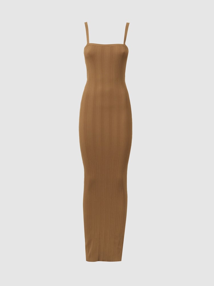 Good American Tan Good American Plisse Maxi Dress - Image 2 of 5