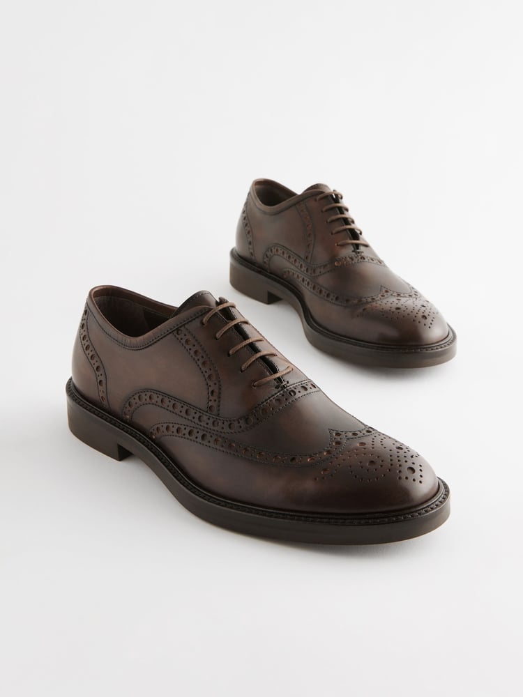 Brown Signature Brogue Shoes - Image 1 of 6