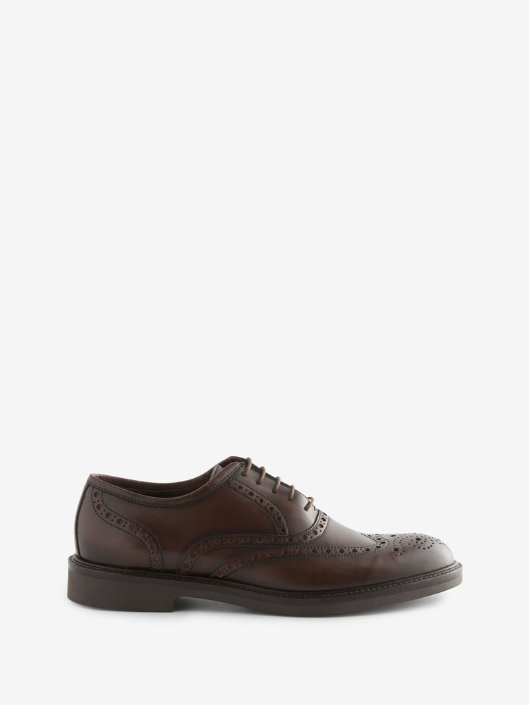 Brown Signature Brogue Shoes - Image 2 of 6