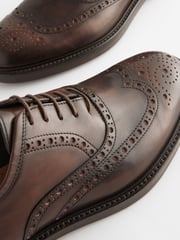 Brown Signature Brogue Shoes - Image 5 of 6