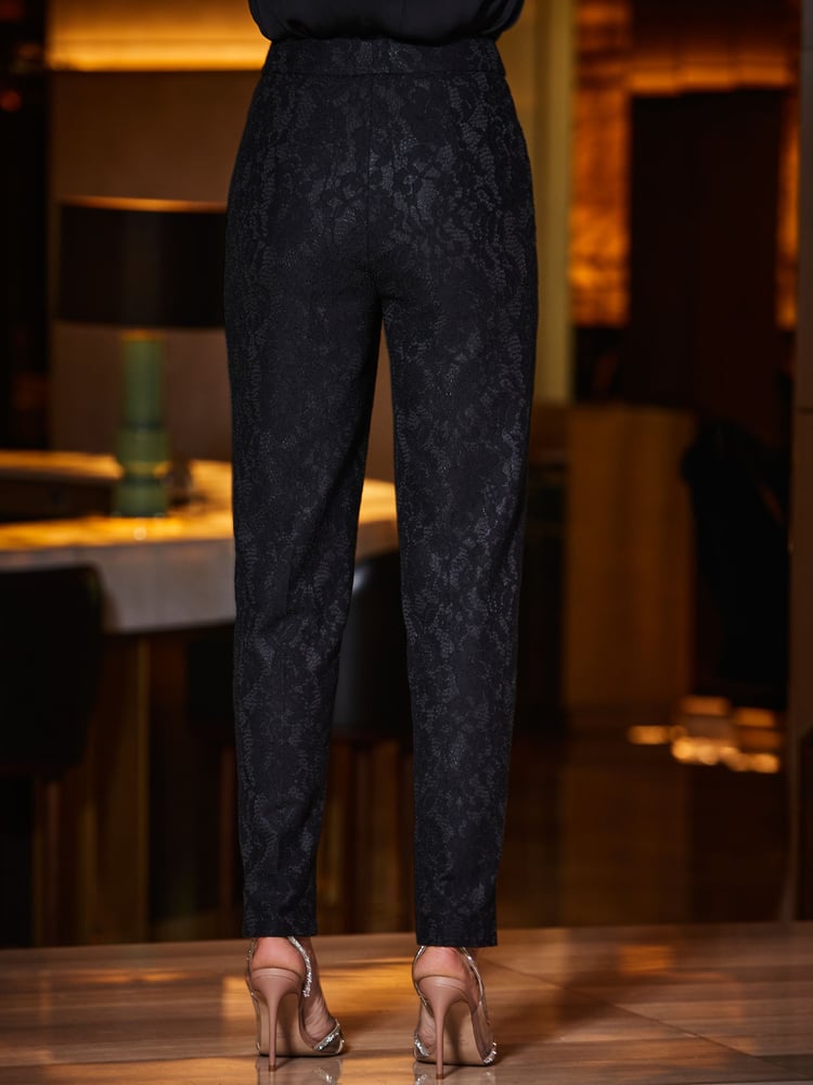 Sosandar Black Luxe Lace Trousers - Image 2 of 5