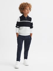 Reiss Navy/White Tokyo 13-14 yrs Colour-Block Half-Zip Polo Shirt - Image 2 of 5