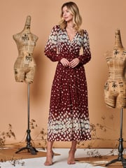 Jolie Moi Red Symmetrical Print Mesh Maxi Dress - Image 5 of 5