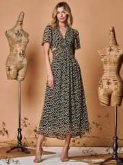 Jolie Moi Black Plunge Neckline Keyhole Chiffon Maxi Dress - Image 3 of 5