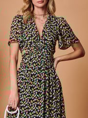Jolie Moi Black Plunge Neckline Keyhole Chiffon Maxi Dress - Image 5 of 5