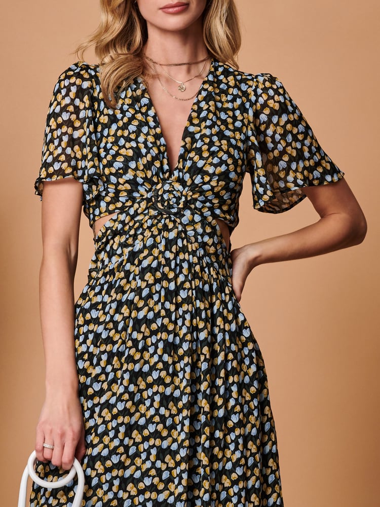 Jolie Moi Black Plunge Neckline Keyhole Chiffon Maxi Dress - Image 5 of 5