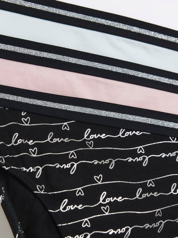 River Island Black Girls Multipack of 6 Foil Script Briefs - Image 5 of 5 River Island Black Girls Multipack of 6 Foil Script Briefs - Image 5 of 5