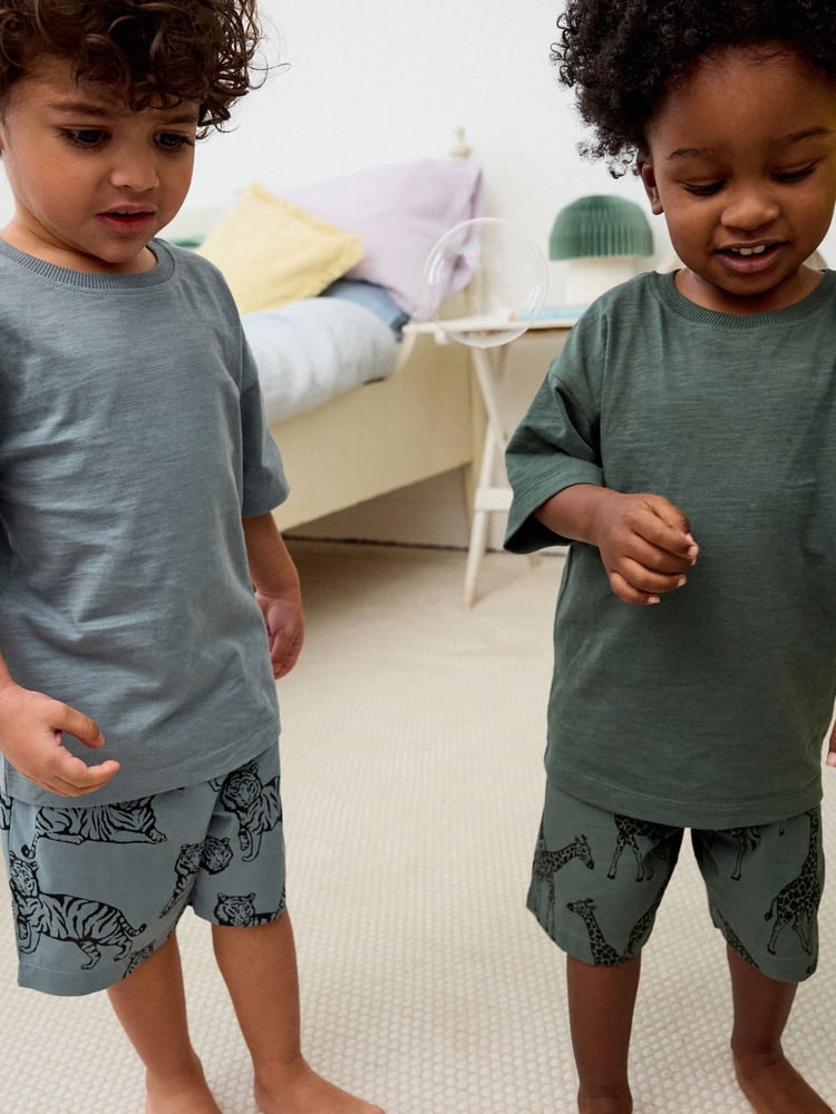 Cement/Khaki/Blue Animals 100% Cotton Short Woven Bottoms Pyjamas 3 Pack (9mths-12yrs) - Image 2 of 9 Cement/Khaki/Blue Animals 100% Cotton Short Woven Bottoms Pyjamas 3 Pack (9mths-12yrs) - Image 2 of 9