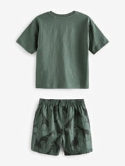 Cement/Khaki/Blue Animals 100% Cotton Short Woven Bottoms Pyjamas 3 Pack (9mths-12yrs) - Image 8 of 9