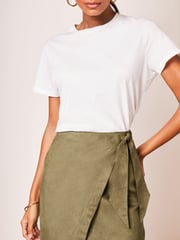 Lipsy Khaki Green Suedette Wrap Midi Skirt - Image 4 of 4