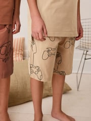Grey/Stone/ Rust Gamer Short Woven Pyjamas 3 Pack (3-16yrs) - Image 2 of 8