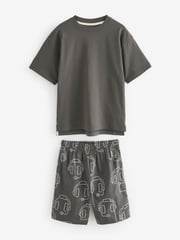 Grey/Stone/ Rust Gamer Short Woven Pyjamas 3 Pack (3-16yrs) - Image 5 of 8