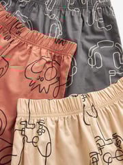 Grey/Stone/ Rust Gamer Short Woven Pyjamas 3 Pack (3-16yrs) - Image 7 of 8