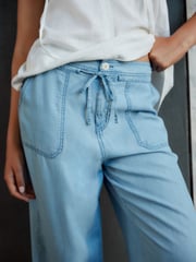Mid Blue Denim TENCEL™ Tie Waist Wide Leg Culottes - Image 4 of 7