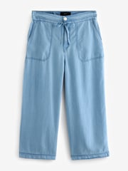 Mid Blue Denim TENCEL™ Tie Waist Wide Leg Culottes - Image 6 of 7