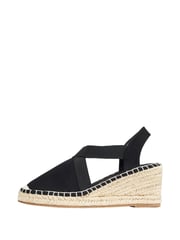 Friends Like These Black Regular Fit Closed Toe Elastic Strap Espadrille Wedge Shoe - Image 5 of 5