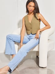 Lipsy Camel Fitted Tailored Buttoned Waistcoat - Image 3 of 4
