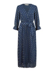 Yumi Blue Foil Printed Pleated Wrap Midi Dress - Image 5 of 5