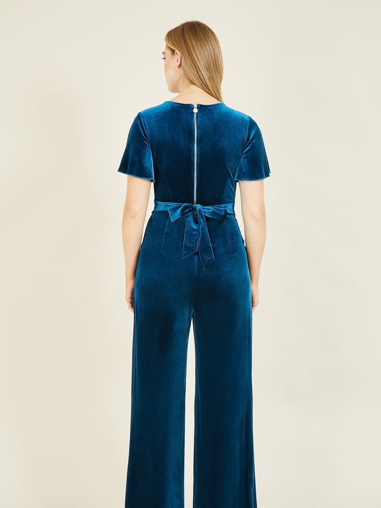 Yumi Blue Jumpsuit With Angel Sleeves - Image 2 of 5