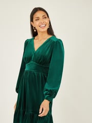 Mela Green Velvet Long Sleeve Skater Dress - Image 4 of 5