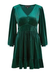 Mela Green Velvet Long Sleeve Skater Dress - Image 5 of 5