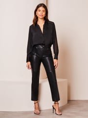 Lipsy Black Satin Sleeve Button Through Shirt - Image 3 of 4