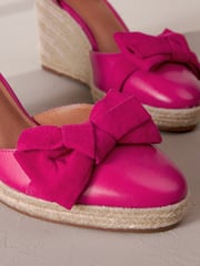 Pink Signature Leather Closed Toe Bow Wedges - Image 5 of 6
