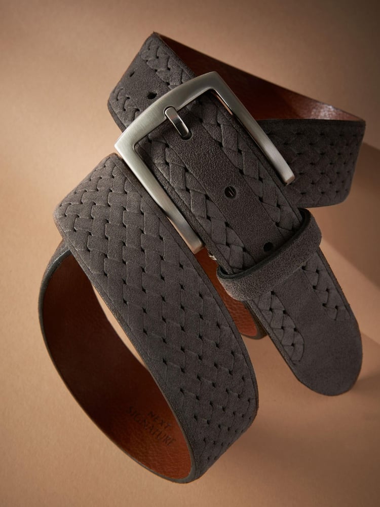Grey Signature Suede Textured Belt - Image 3 of 3