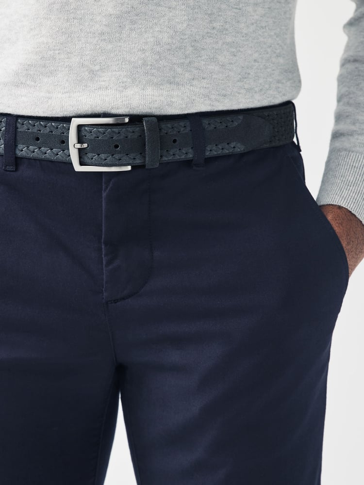 Navy Blue Signature Suede Textured Belt - Image 1 of 5