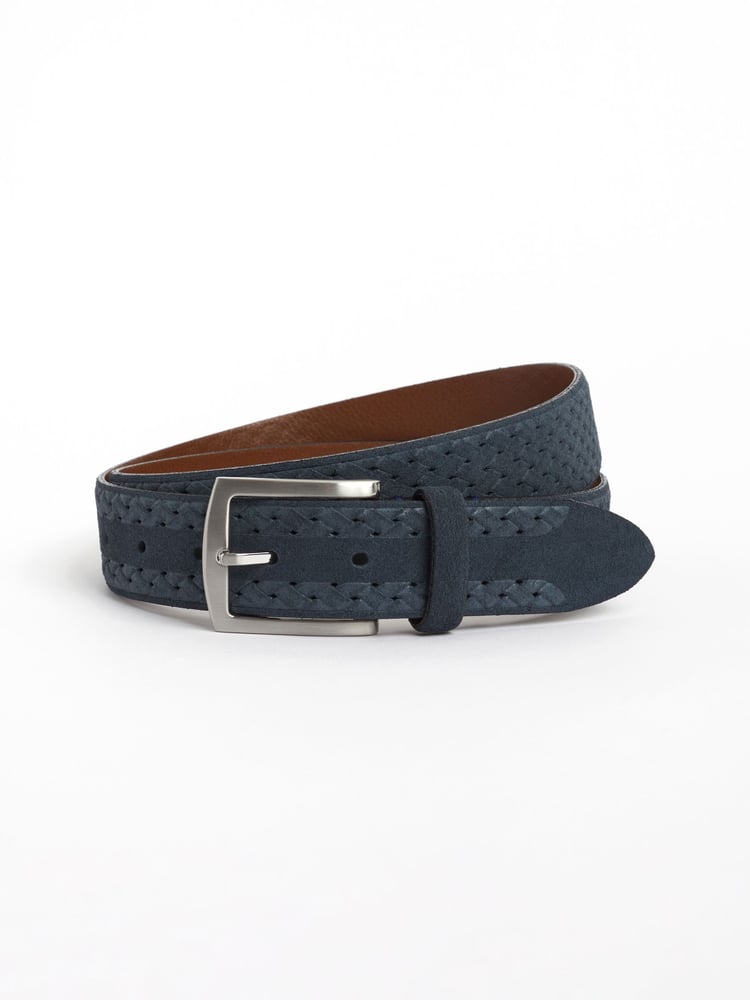 Navy Blue Signature Suede Textured Belt - Image 2 of 5