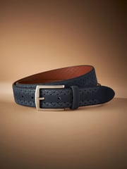 Navy Blue Signature Suede Textured Belt - Image 4 of 5