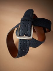 Navy Blue Signature Suede Textured Belt - Image 5 of 5