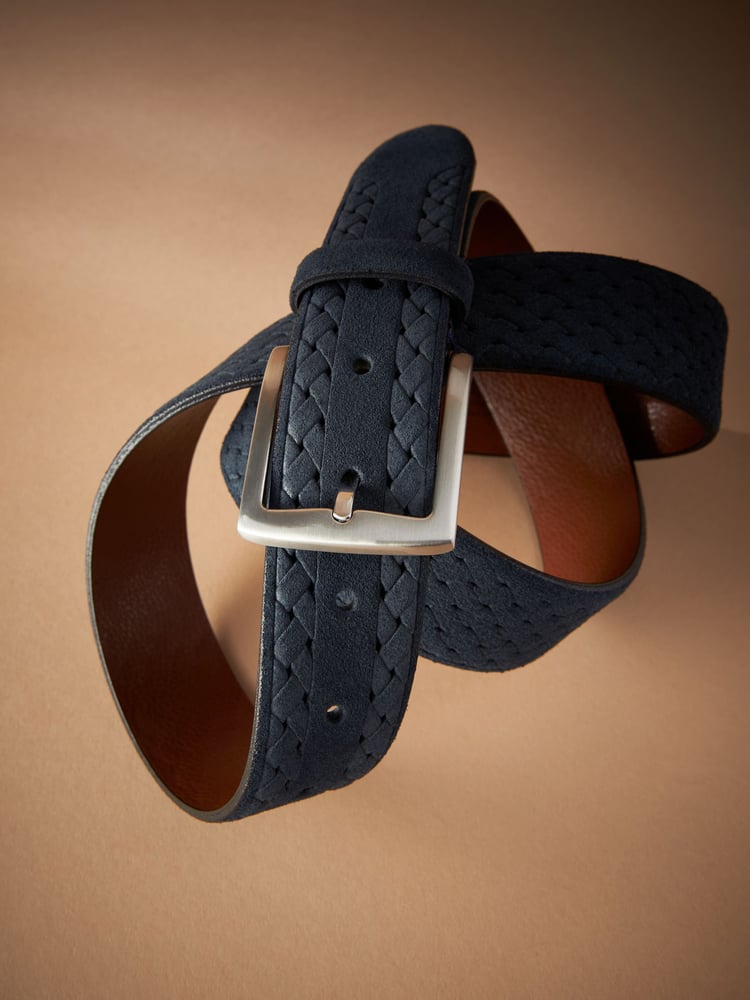 Navy Blue Signature Suede Textured Belt - Image 5 of 5