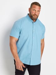 BadRhino Big & Tall Light Blue Short Sleeve 100% Cotton Poplin Shirt - Image 1 of 3