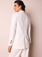 White Three-Button Detail Longline Blazer - Image 4 of 7
