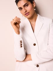 White Three-Button Detail Longline Blazer - Image 5 of 7