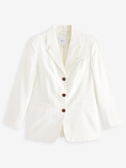 White Three-Button Detail Longline Blazer - Image 6 of 7