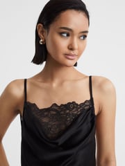 Anna Quan Satin Lace Cowl Neck Maxi Dress - Image 3 of 5