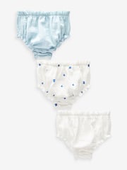 Blue/White 100% Cotton Baby Knickers 3 Pack (0mths-2yrs) - Image 1 of 3