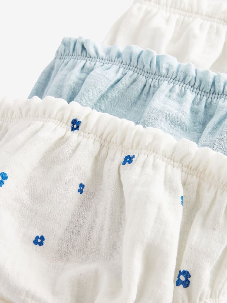 Blue/White 100% Cotton Baby Knickers 3 Pack (0mths-2yrs) - Image 3 of 3