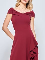 Jolie Moi Red Desiree Frill Fit & Flare Dress - Image 3 of 6