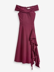 Jolie Moi Red Desiree Frill Fit & Flare Dress - Image 6 of 6