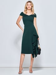 Jolie Moi Green Desiree Frill Fit & Flare Dress - Image 4 of 5
